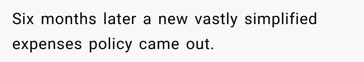 Six months later a new vastly simplified expenses policy came out.
