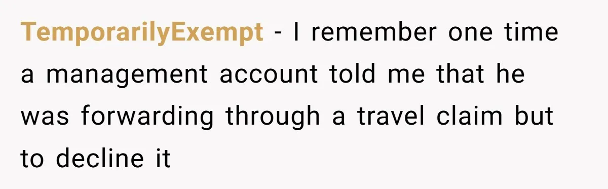 TemporarilyExempt − I remember one time a management account told me that he was forwarding through a travel claim but to decline it