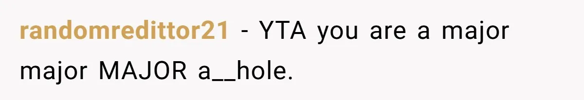 randomredittor21 − YTA you are a major major MAJOR a__hole.