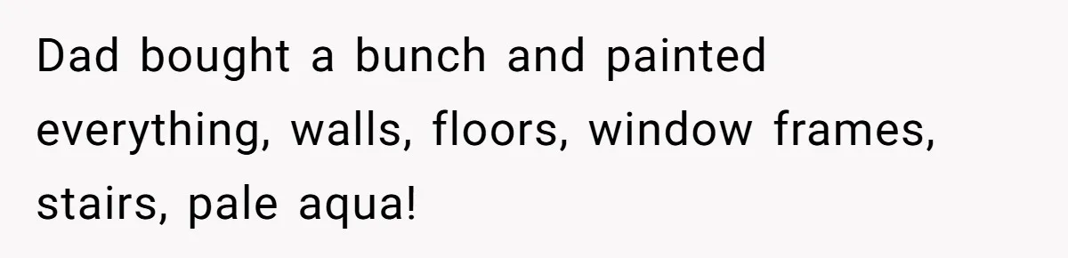 Dad bought a bunch and painted everything, walls, floors, window frames, stairs, pale aqua!