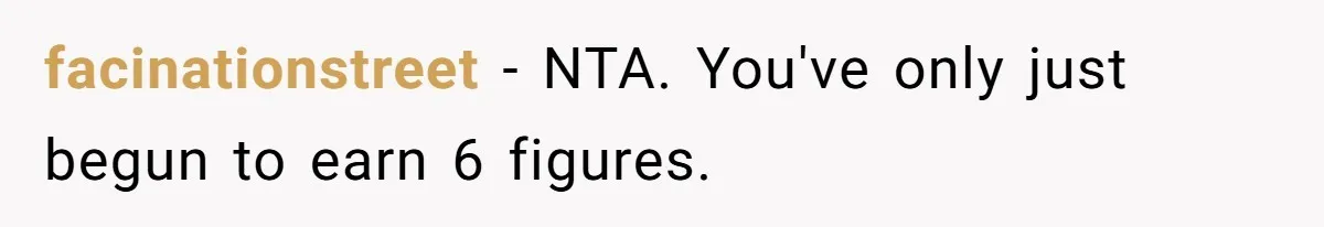 facinationstreet − NTA. You've only just begun to earn 6 figures.