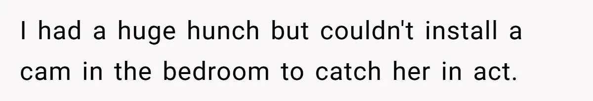 I had a huge hunch but couldn't install a cam in the bedroom to catch her in act.
