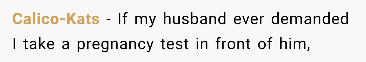 Calico-Kats − If my husband ever demanded I take a pregnancy test in front of him,