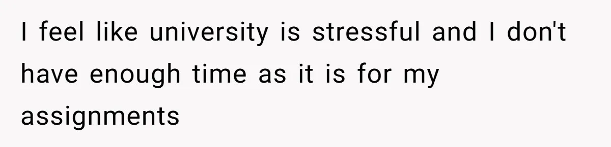 I feel like university is stressful and I don't have enough time as it is for my assignments