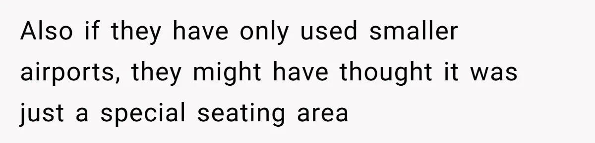 Also if they have only used smaller airports, they might have thought it was just a special seating area