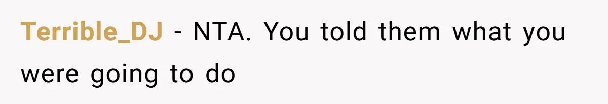 Terrible_DJ − NTA. You told them what you were going to do