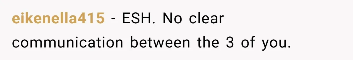 eikenella415 − ESH. No clear communication between the 3 of you.