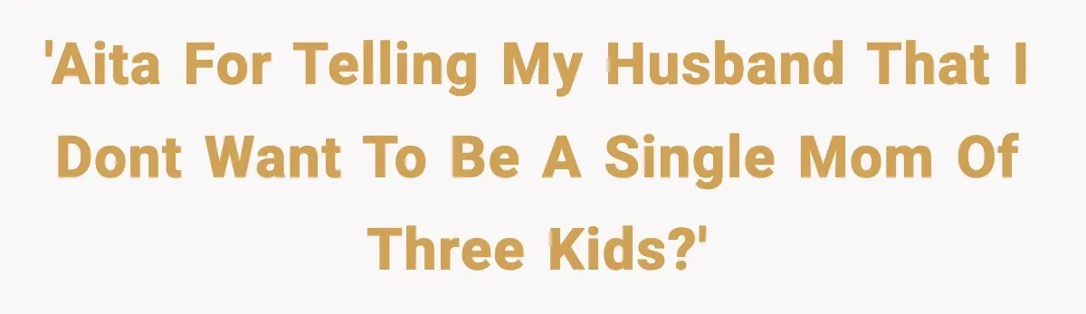 'AITA for telling my husband that I dont want to be a single mom of three kids?'