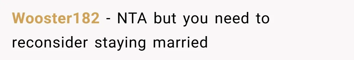 Wooster182 − NTA but you need to reconsider staying married