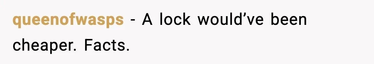 queenofwasps - A lock would’ve been cheaper. Facts.