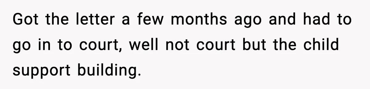 Got the letter a few months ago and had to go in to court, well not court but the child support building.