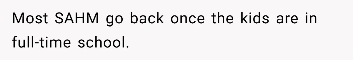 Most SAHM go back once the kids are in full-time school.
