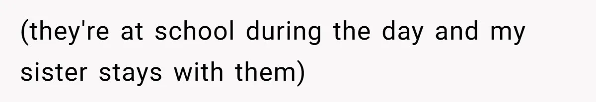 (they're at school during the day and my sister stays with them)