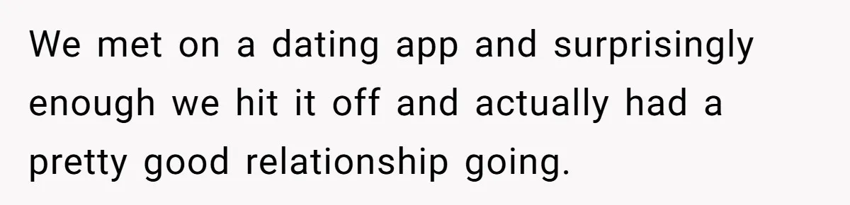 We met on a dating app and surprisingly enough we hit it off and actually had a pretty good relationship going.