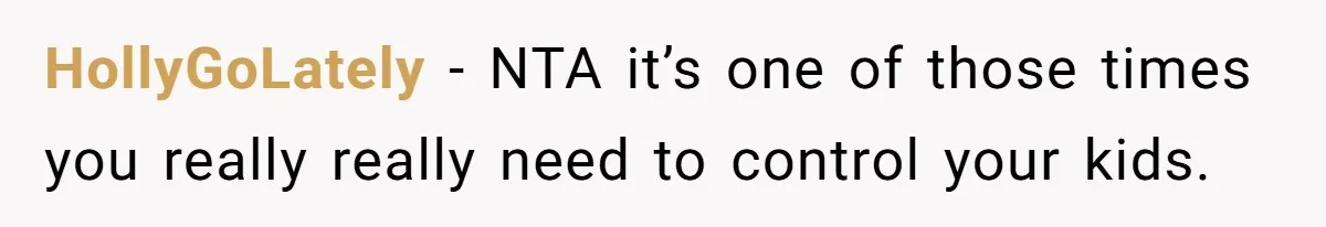 HollyGoLately − NTA it’s one of those times you really really need to control your kids.