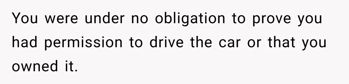 You were under no obligation to prove you had permission to drive the car or that you owned it.