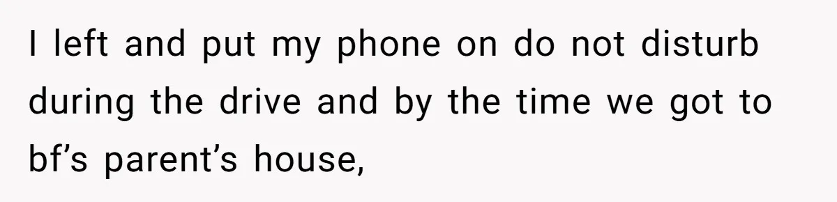 I left and put my phone on do not disturb during the drive and by the time we got to bf’s parent’s house,