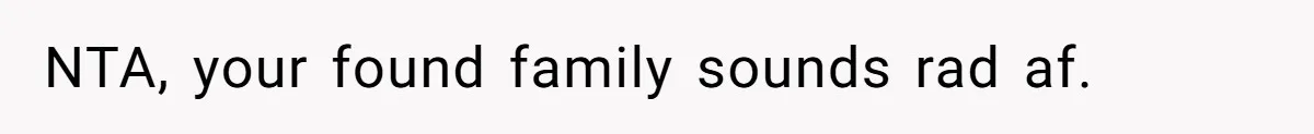 NTA, your found family sounds rad af.