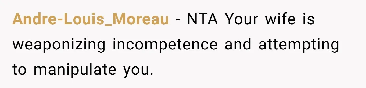 Andre-Louis_Moreau − NTA Your wife is weaponizing incompetence and attempting to manipulate you.