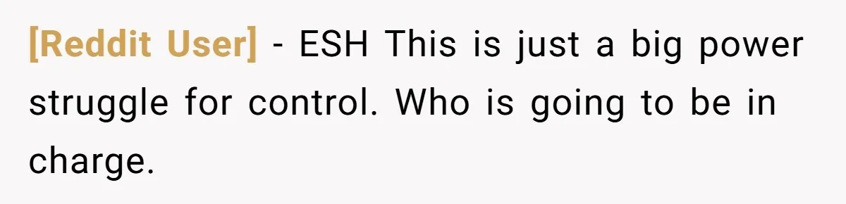 [Reddit User] − ESH This is just a big power struggle for control. Who is going to be in charge.