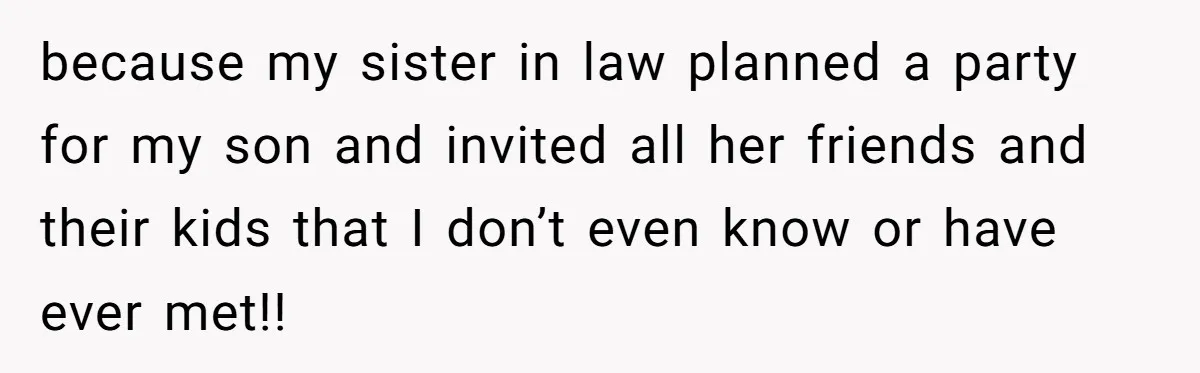 because my sister in law planned a party for my son and invited all her friends and their kids that I don’t even know or have ever met!!