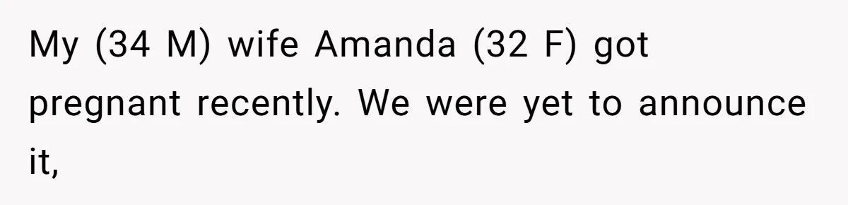 My (34 M) wife Amanda (32 F) got pregnant recently. We were yet to announce it,