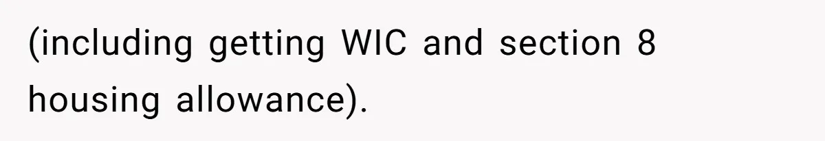 (including getting WIC and section 8 housing allowance).