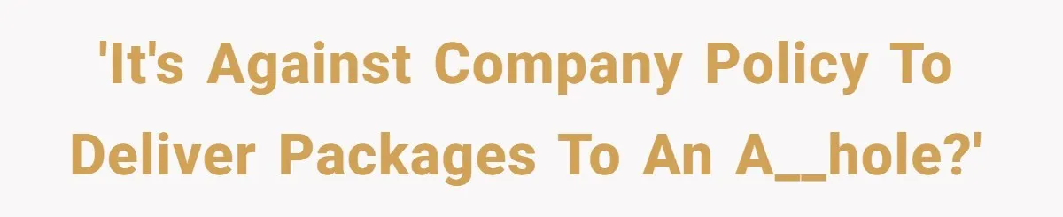 'It's against company policy to deliver packages to an a__hole?'