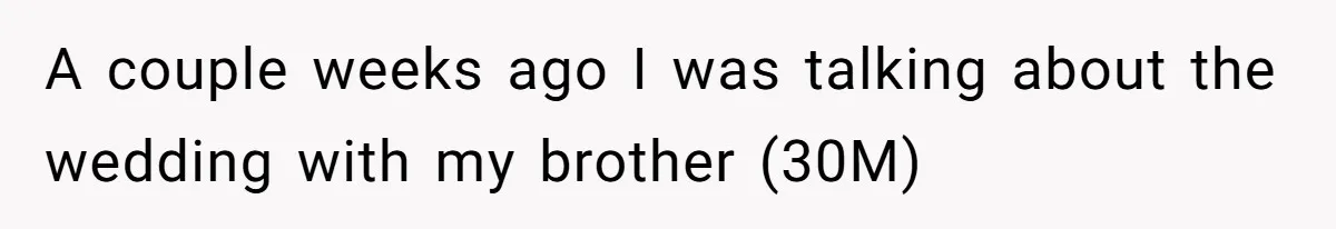 A couple weeks ago I was talking about the wedding with my brother (30M)