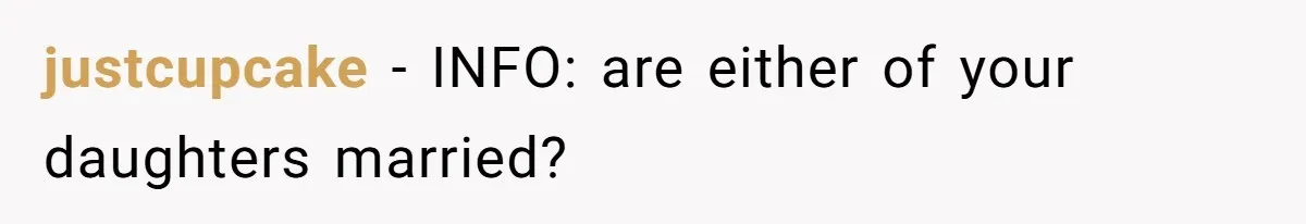 justcupcake − INFO: are either of your daughters married?