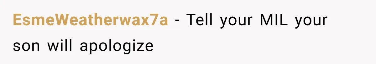 EsmeWeatherwax7a − Tell your MIL your son will apologize