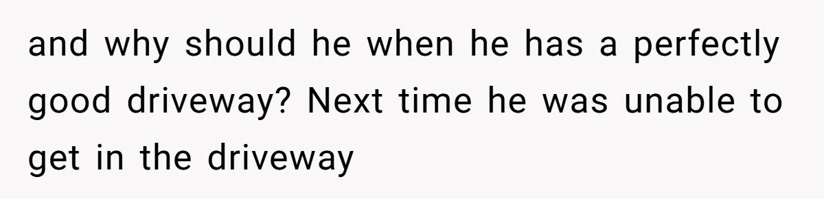 and why should he when he has a perfectly good driveway? Next time he was unable to get in the driveway