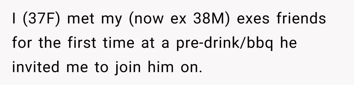 I (37F) met my (now ex 38M) exes friends for the first time at a pre-drink/bbq he invited me to join him on.