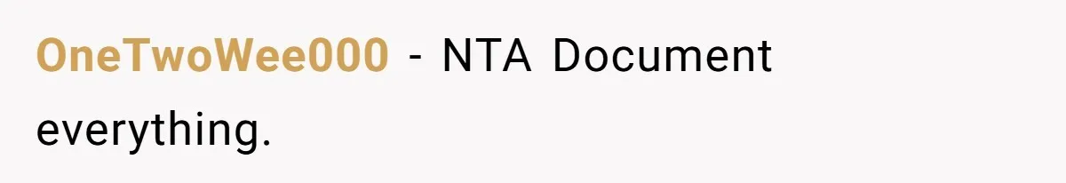 OneTwoWee000 − NTA Document everything.