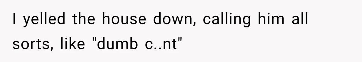 I yelled the house down, calling him all sorts, like "dumb c..nt"