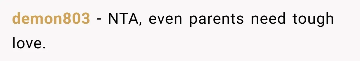 demon803 − NTA, even parents need tough love.
