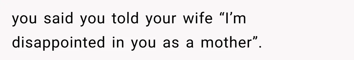 you said you told your wife “I’m disappointed in you as a mother”.