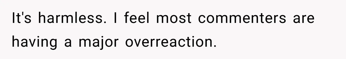 It's harmless. I feel most commenters are having a major overreaction.