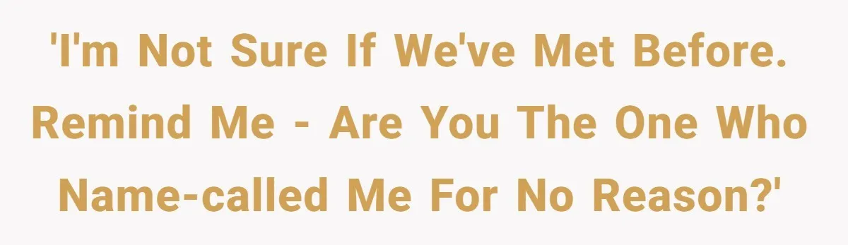 'I'm not sure if we've met before. Remind me - are you the one who name-called me for no reason?'