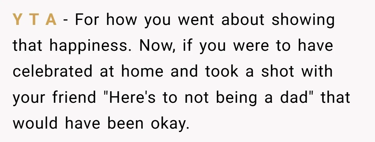 Y T A - For how you went about showing that happiness. Now, if you were to have celebrated at home and took a shot with your friend "Here's to...