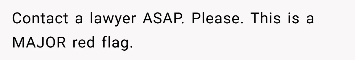 Contact a lawyer ASAP. Please. This is a MAJOR red flag.