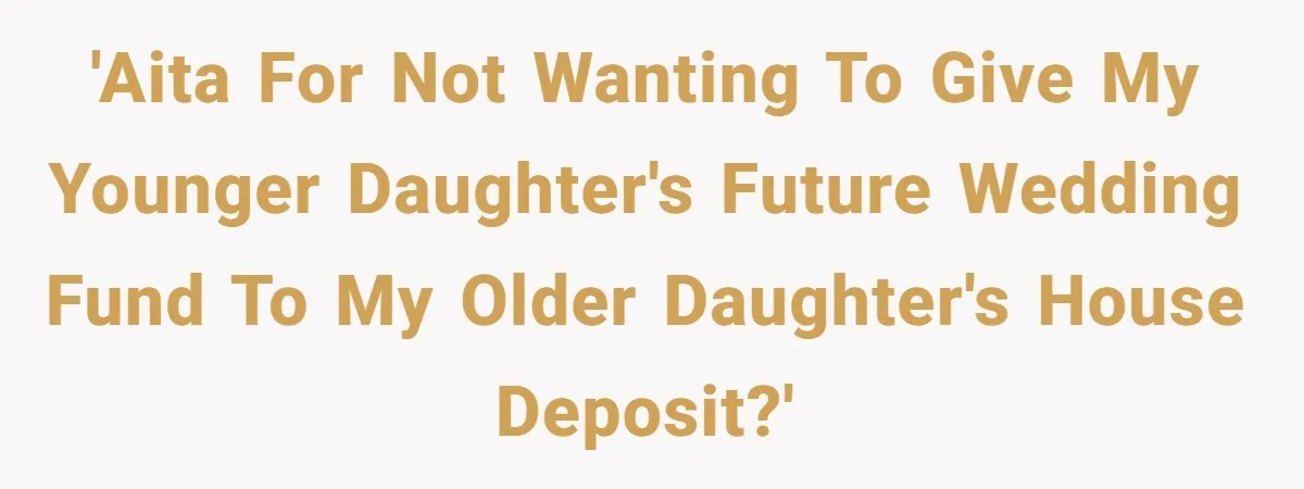 'AITA for not wanting to give my younger daughter's future wedding fund to my older daughter's house deposit?'