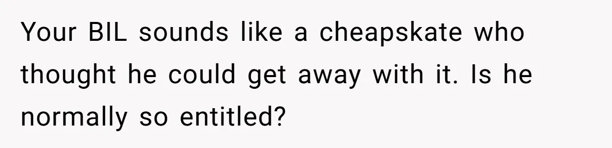 Your BIL sounds like a cheapskate who thought he could get away with it. Is he normally so entitled?