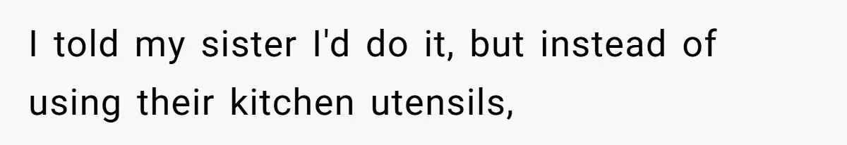 I told my sister I'd do it, but instead of using their kitchen utensils,
