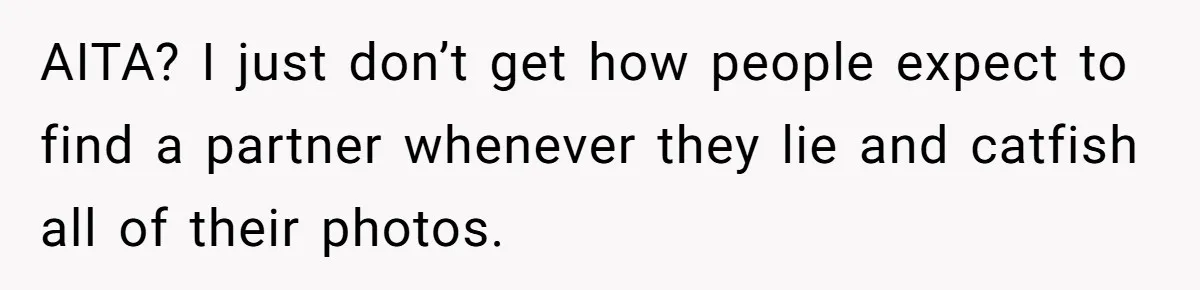 AITA? I just don’t get how people expect to find a partner whenever they lie and catfish all of their photos.