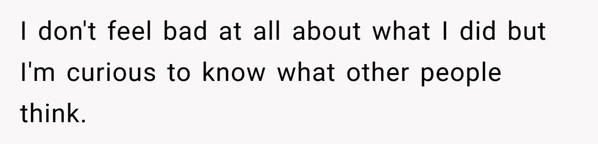 I don't feel bad at all about what I did but I'm curious to know what other people think.