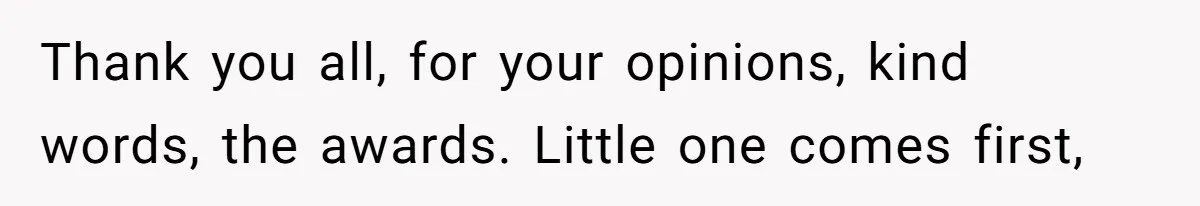 Thank you all, for your opinions, kind words, the awards. Little one comes first,