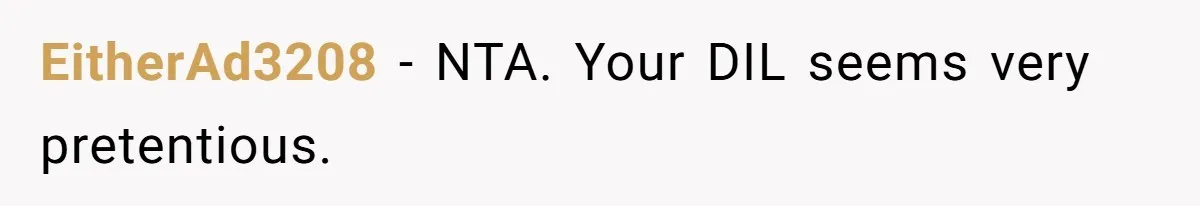 EitherAd3208 − NTA. Your DIL seems very pretentious.
