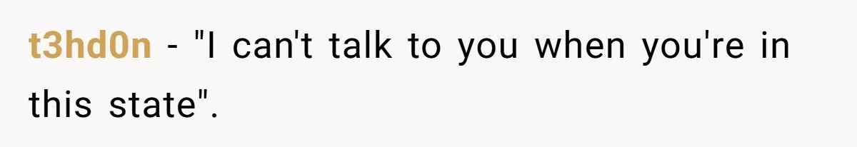 t3hd0n − "I can't talk to you when you're in this state".