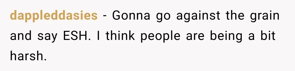 dappleddasies − Gonna go against the grain and say ESH. I think people are being a bit harsh.